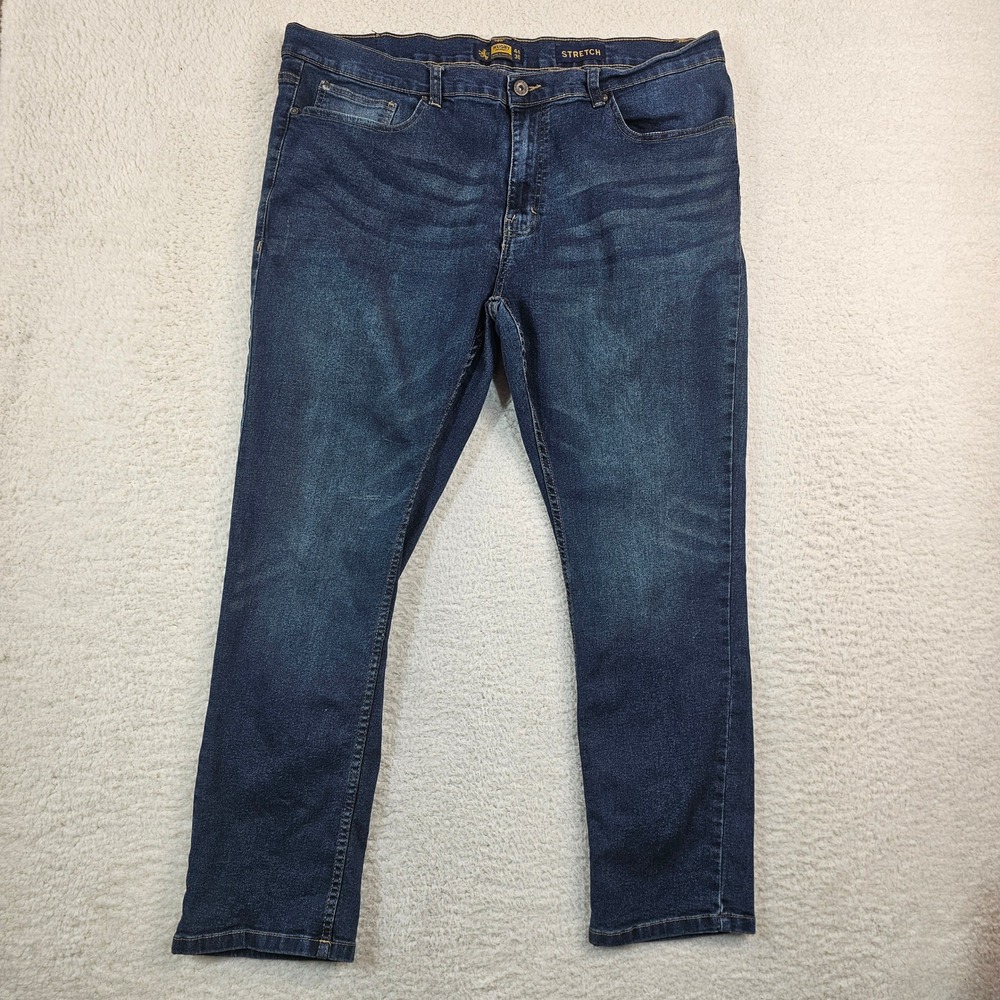 Rugby University Mens Stretch Jeans Dark Wash Straight Leg 44x30 Blue Denim‎